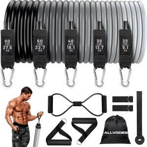 Resistance Bands, Resistance Band Set, Workout Bands, Exercise Bands for Men and Women, Exercise Bands with Door Anchor, Handles, Legs Ankle Straps for Muscle Training, Physical Therapy, Shape Body