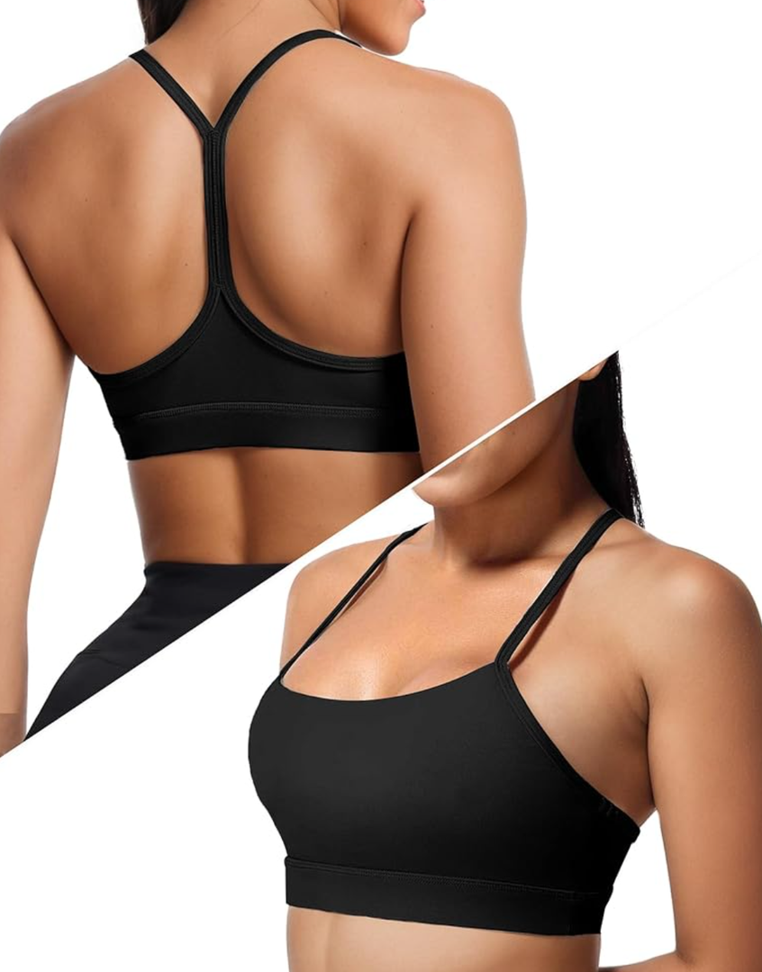 Buauty Y Back Sports Bra for Women, Low Impact Padded Racerback Spaghetti Strap Bras, Womens Workout Yoga Gym Tops, M Buauty Y Back Sports Bra for Women, Low Impact Padded Racerback Spaghetti Strap Bras, Womens Workout Yoga Gym Tops, M