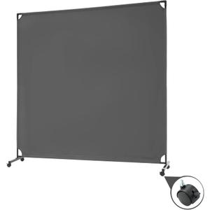 Spurgehom 6FT Single Panel Rolling Room Divider, Partition Privacy Screens with Wheels, Freestanding Fabric Room Panel Wall, Portable Wall Divider for Office, Room, Restaurant, Hospital (Grey)