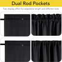 NICETOWN French Door Curtains for Door Window, 100% Blackout Privacy Thermal Insulated Window Covering for French Front Glass, 1 Panel, Black, 25 x 72 inches Long