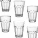Bormioli Rocco Rock Bar Stackable Beverage, Set Of 6 Dishwasher Safe Drinking Glasses For Soda, Juice, Milk, Coke, Beer, Spirits  12.5oz Durable Tempered Glass Water Tumblers For Daily Use