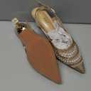 VenusCelia Women's Charming Lady Slingback Pump Shoe (42 Size, Gold Studded)