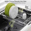Expandable Stainless Steel Dish Drying Rack Over The Sink For Small Kitchen, Counter Space Saving Compact Metal Plate Drainer Strainer, Adjustable Hanging Inside Sink Rust Proof Wire Dryer Holder