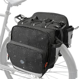 NDakter Bike Panniers, 30L Waterproof Panniers Bike Bags for Rear Rack, Expandable Double Bicycle Trunk Saddle Bag with Reflective Strips,E-bike Accessories for Commute and Mountain Cycling Travel