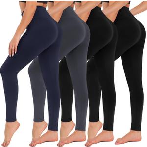CAMPSNAIL 4 Pack Leggings for Women - High Waisted Tummy Control Yoga Pants for Workout Gym Black Leggings Plus Size Dance, Size: 4X-Large