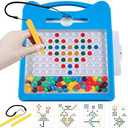 Svance Magnetic Drawing Board for Kids, Toddler Magnet Doodle Board with Beads and 2 Pens, Magnetic Dot Art Toys, Airplane Car Travel Activities (Blue Cat)