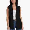 No Brand Long Vest for Women Sleeveless Blazer Vest Open Front Button Lapel Duster Trench Cardigan Top