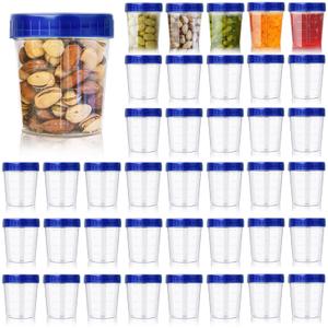 40 Pack 4oz Small Containers with Lids,Reusable Salad Dressing Container Airtight Leakproof Condiment Containers with Screw Lids,Take Away Stackable Plastic Dip Sauce Cups for Snack,Drink,Ketchup