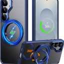 Compatible with Samsung Galaxy S25 Case 360 Invisible Ring Stand Magnetic Case [Compatible with Magsafe][Military Drop Protection] Anti-Fingerprint Shockproof Translucent Design for S25Navy Blue