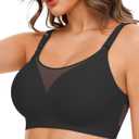 Avidlove Wireless Bras for Women Seamless Push Up Full Coverage Bra Mesh Comfy Bralette Tshirt Everyday Bras (3X-Large, Black)