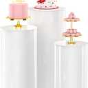Wokceer Cylinder Pedestal Stands for Party White 3Pcs Large Round Cylinder Tables for Parties Pedestal Display Plinth Pillars for Wedding Birthday Party Art Decor 15.7*35.4"(L)