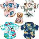 Weewooday 4 Pieces Small Pet Summer T-Shirts Hawaii Style Floral Pet Dog Shirt Breathable Cool Clothes Beach Seaside Puppy Sweatshirt for Puppy(Floral Style,Small)