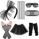 ONUPGO 80s Costume for Women, 80s Accessories Fancy Dress Neon Headband Earrings Fishnet Gloves Necklace for 80s Retro Party M