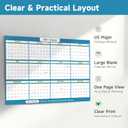 2 x 2026 Wall Planner 34.8"x22.8" Dual-Sided Dry Erase Calendar with 8 Adhesive Dot Stickers, Folded Packaging, Reversible Extra Large Monthly Yearly Planner For Office Home Students, Teal