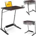 Folding TV Tray Table - Extra Large & Sturdy Laptop Table for Couch, Height & Angle Adjustable Desk for Dinner, Work & TV - Includes Footrest, Cup Holder, iPad Holder & Edge Stopper
