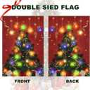FLAGMESAGE Solar LED Christmas Tree Flag, Lighted 12x18 Double Sided Merry Christmas Flag for Outdoor Yard Garden Lawn House Decoration