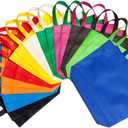 Reusable Gift Bag With Handles 22 Pcs Large Tote Bags Bulk 11 Colors for Shopping Groceries Birthday Party Favor Snacks DIY Painting Halloween Christmas Gift, 15 Inch 13 Inch