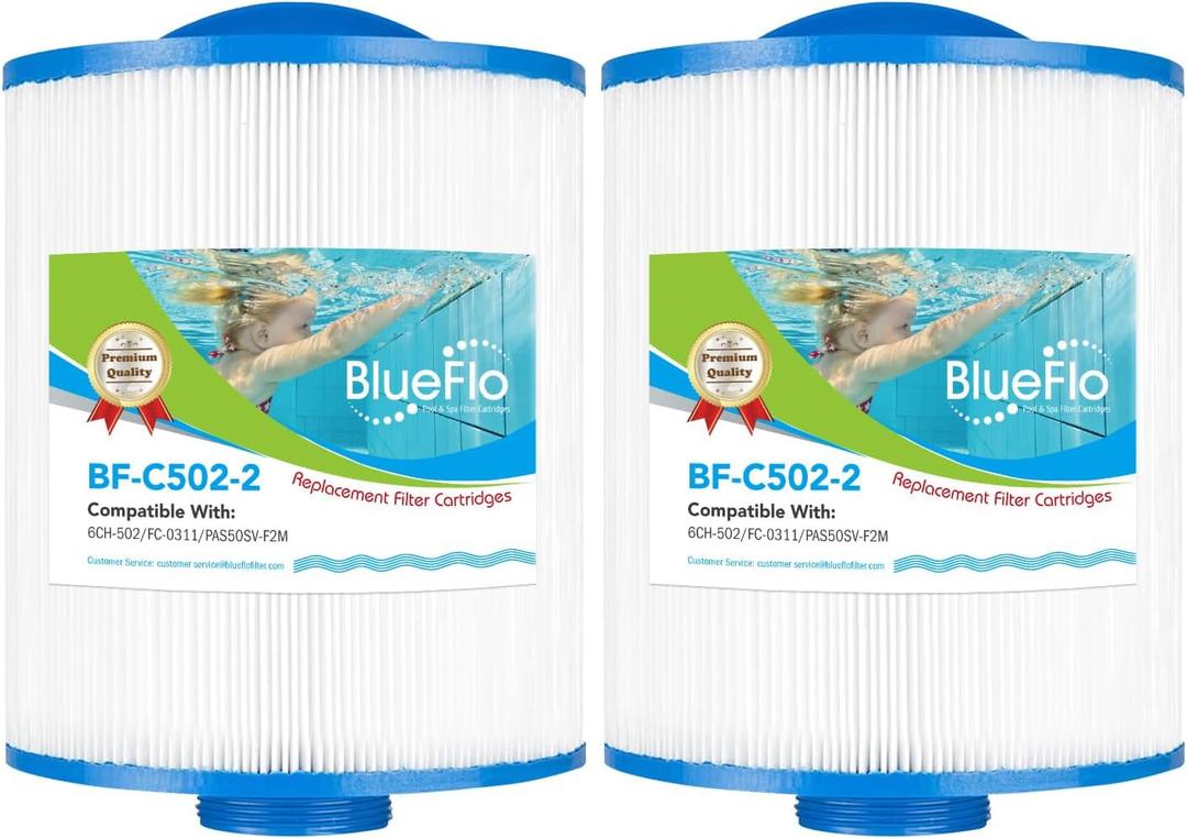 2 x PAS50SV-F2M Spa Filter Cartridge Replaces for Unicel 6CH-502, Artesian Spas, Filbur FC-0311, PAS502SV, PAS50, Master Deluxe M60506, XLS-604 Hot Tub Filter (2 Pack)