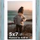KINLINK 5x7 Picture Frame Turmaline Blue, Wooden Photo Frame Matted 4x6 with Plexiglass for 4x6 with Mat or 5x7 without Mat for Table and Wall Display