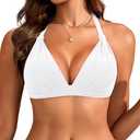Yonique Women Halter Bikini Top Only Padded Swimsuits Tops Vintage Bathing Suit Top, Size: Medium