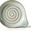 Spoon Rest, Large Ceramic Spoon Holder for Stove Top, Heat-Resistant Cooking Spoon Rest for Kitchen Counter Decor, 5 Inches (Gray)