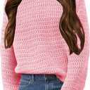 Girls Knit Sweaters Kids Fashion Chunky Crewneck Pullover Jumper Tops 5-14 Years (9-10 Years, Pink)