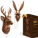 Bonteck Animal Head Wall Decor Animals Sculptures Gold Vintage Head Wall Art Hanging Decoration Home Decor Lightweight Statue for Living Room Bedroom Office 16 inchs Large (Deer+Rabbit)