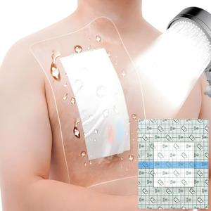 12"x13.7" Waterproof Shower Cover Incision Bandages for Large Wound with No Glue On The Center Adhesive Transparent Shower Protector Post Surgical Water Barrier Guard Pack of 7