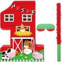 Hungdao Farm Birthday Pinata Number Pinata with Blindfold Bat and Confetti Animal Pinata for Boys Girls Birthday Party Decorations Barnyard Baby Shower Carnival Game Supplies(farm Number 1)