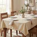 Horaldaily Beige Tablecloth 60x120 Inch Rectangular, Solid Rectangle Table Cloth with Golden Sequin, Thanksgiving Christmas Table Cover for Wedding, Party, Banquet, and Events