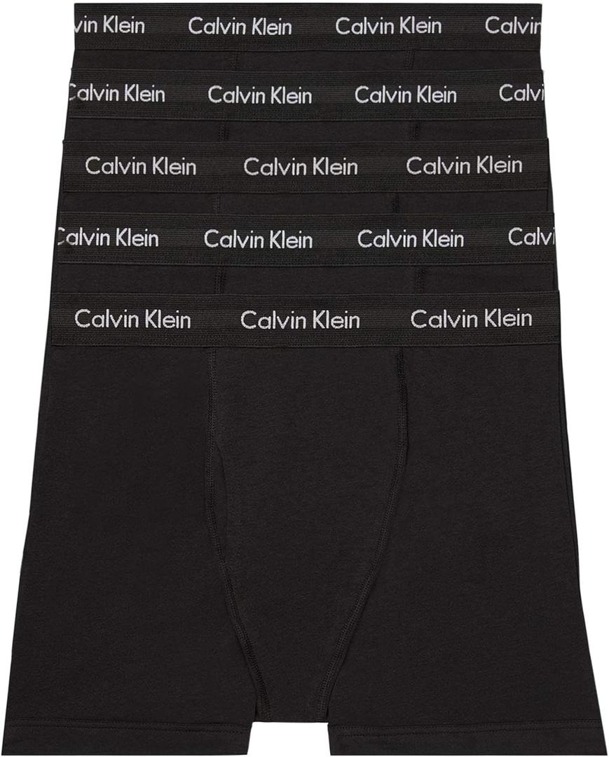 Calvin Klein Men's Cotton Stretch 5-Pack Boxer Brief, 5 Black, Medium