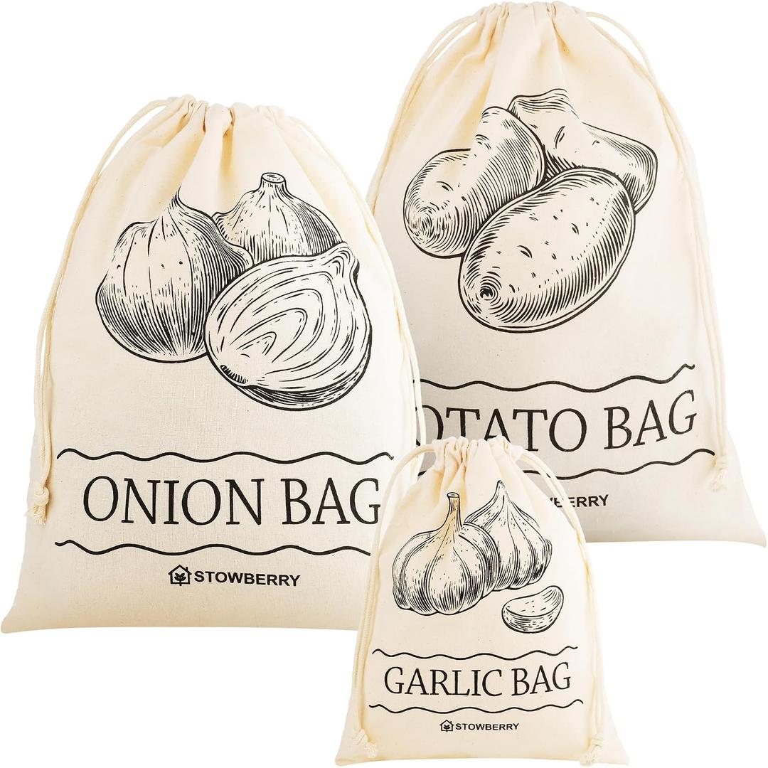 Vegetable Storage Bags Set of 3, 11.8" x 15.7", 11.8" x 15.7", 7.9" x 9.8"