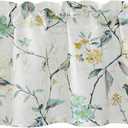 VOGOL Birds Pattern Valances for Windows of Kitchen, Floral and Birds Print Linen Textured Valance for Small Windows, Rod Pocket, 52 x 14, One Panel