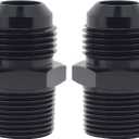 VehiMata 4AN Male Flare to 1/8 NPT Straight Pipe Fitting Adapter Union Connector Aluminum Black 2PCS