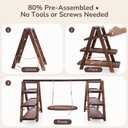 MORITECK 3-Tier Wooden Cupcake & Dessert Display Stand with Swing Frame – Rustic Torch-Finished Pine, Extra Wide 5.1" Trays, Pre-Assembled with Anti-Slip Pads, Party & Wedding Cake Holder