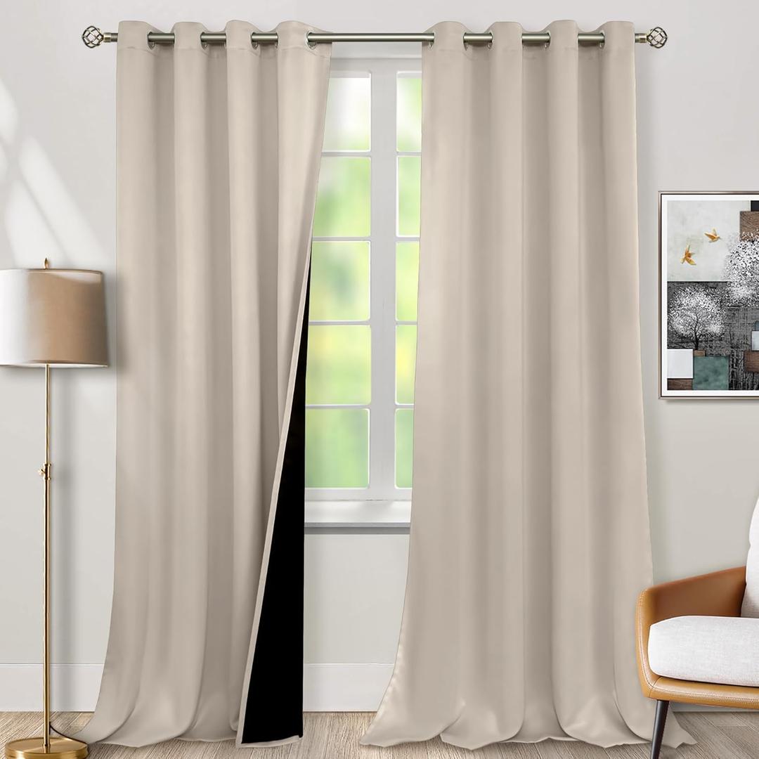 BGment Blackout Curtains 95 Inches Long 2 Panels Set for Living Room, Thermal Insulated 100% Light Blocking Curtains & Drapes, Grommet Soundproof Curtains for Bedroom Window, Each 52 Wide, Cashmere (52"W x 95"L (Pack of 2), Cashmere)