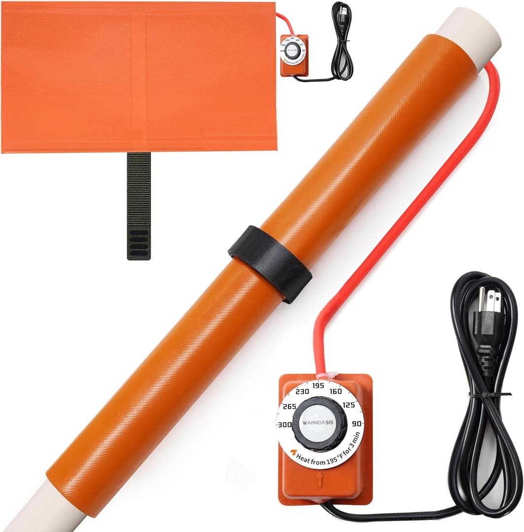 Integrated DesignPVC Heat Blanket 3 1/2" To 4",5 Year Warrnaty,Heat from 195  for 3 Min to Bend,Newly Added Overheat Protection and Temperature Control,Made Silicone,Longer Service Life,120V/200W (Orange)