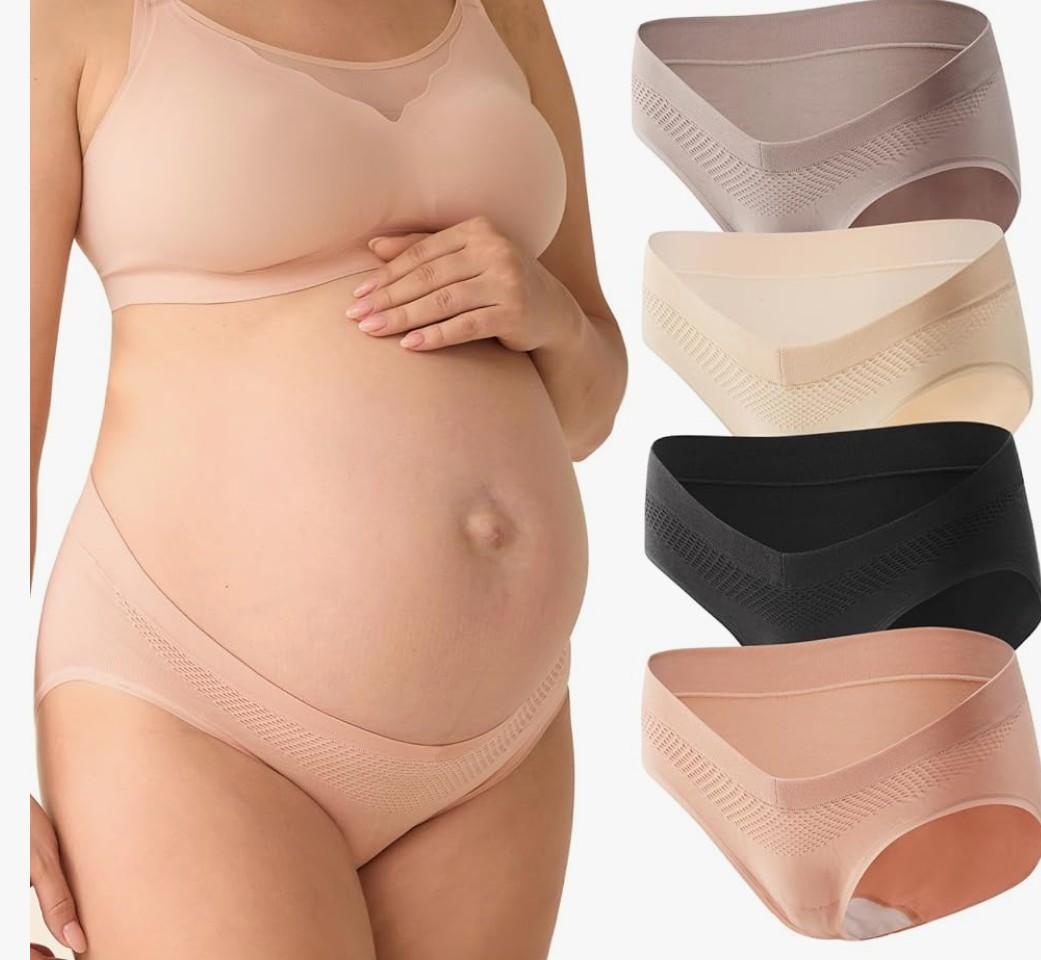 Momcozy Maternity Underwear Seamless, Pregnancy Postpartum Panties Under Bump Maternity Underwear Cotton, Size Medium
