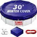 30 Foot Round Winter Pool Cover,12Mil Thicker Heavy Duty,Winch Closing Kit