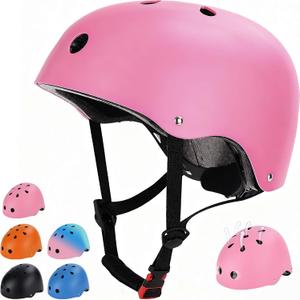 Kids Bike Helmet, Toddler Helmet for Youth Boys Girls Ages 1-3/2-4/3-5/5-8/8-14 Year Old, Adjustable Fit & Lightweight, Multi-Sport Safety for Skateboard Skating Bicycle Scooter Cycling, Pink
