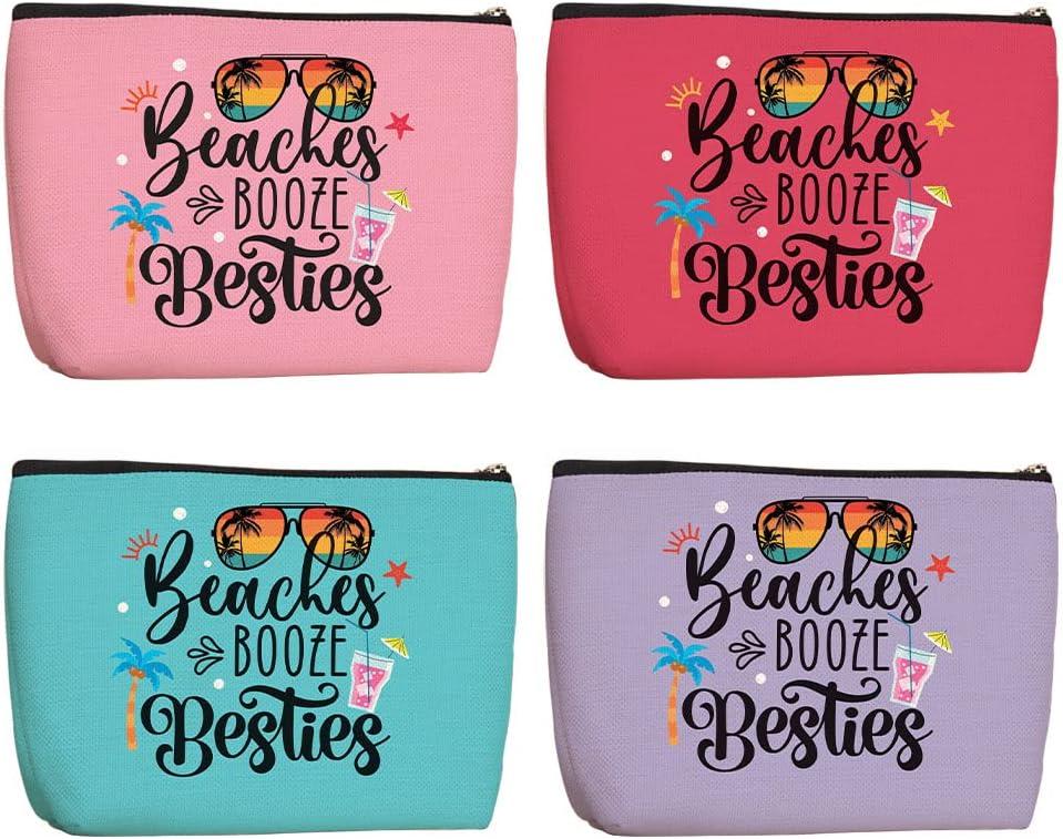 4Pcs Girls Trip Gifts Makeup Bag Favors Friendship Gifts for Women Friends Bestie Gifts Girls Weekend Gift Beach Accessories Cosmetic Bags Summer Bag Beach Travel Essentials for Vacation (Multicolor0268)
