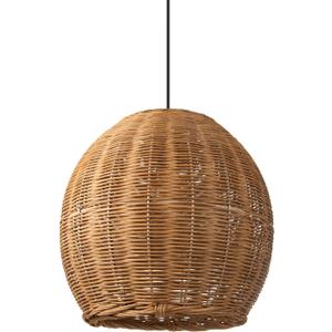 Arturesthome 13.7in Rustic Woven Pendant Light Fixture, Rattan Lampshade Coastal Hanging Lighting, Adjustable Vintage Farmhouse Chandelier for Kitchen Island Dining Room (35cm)