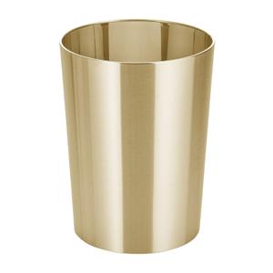 mDesign Stainless Steel Round Metal Trash Can, Small 2.8 Gallon Wastebasket, Garbage Basket Bin for Bathroom, Bedroom, Kitchen, or Home Office, Holds Waste and Recycle, Mirri Collection, Soft Brass