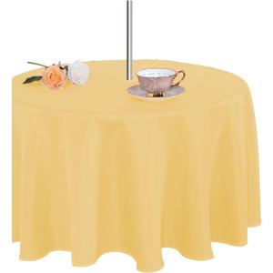 Fitable Round Table Cover Outdoor and Indoor Tablecloth - Washable Waterproof Wrinkle Free Table Cloth with Zipper and Umbrella Hole for Spring/Summer/Party/Picnic/BBQS/Patio Yellow 70R