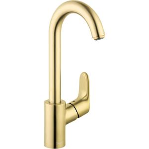 hansgrohe Focus Gold Bar Kitchen Faucet, Bar Sink Faucet Single Hole, Faucet for Kitchen Sink, Brushed Gold Optic 04507251, 1.5