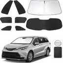Window Shades for Toyota Sienna 2021-2025 Accessorie Car Side Full Windows Rear Triangular Windshield Sun Shade Sun UV Rays & Privacy Protection for Camping,Napping,and Relaxing 8PCS