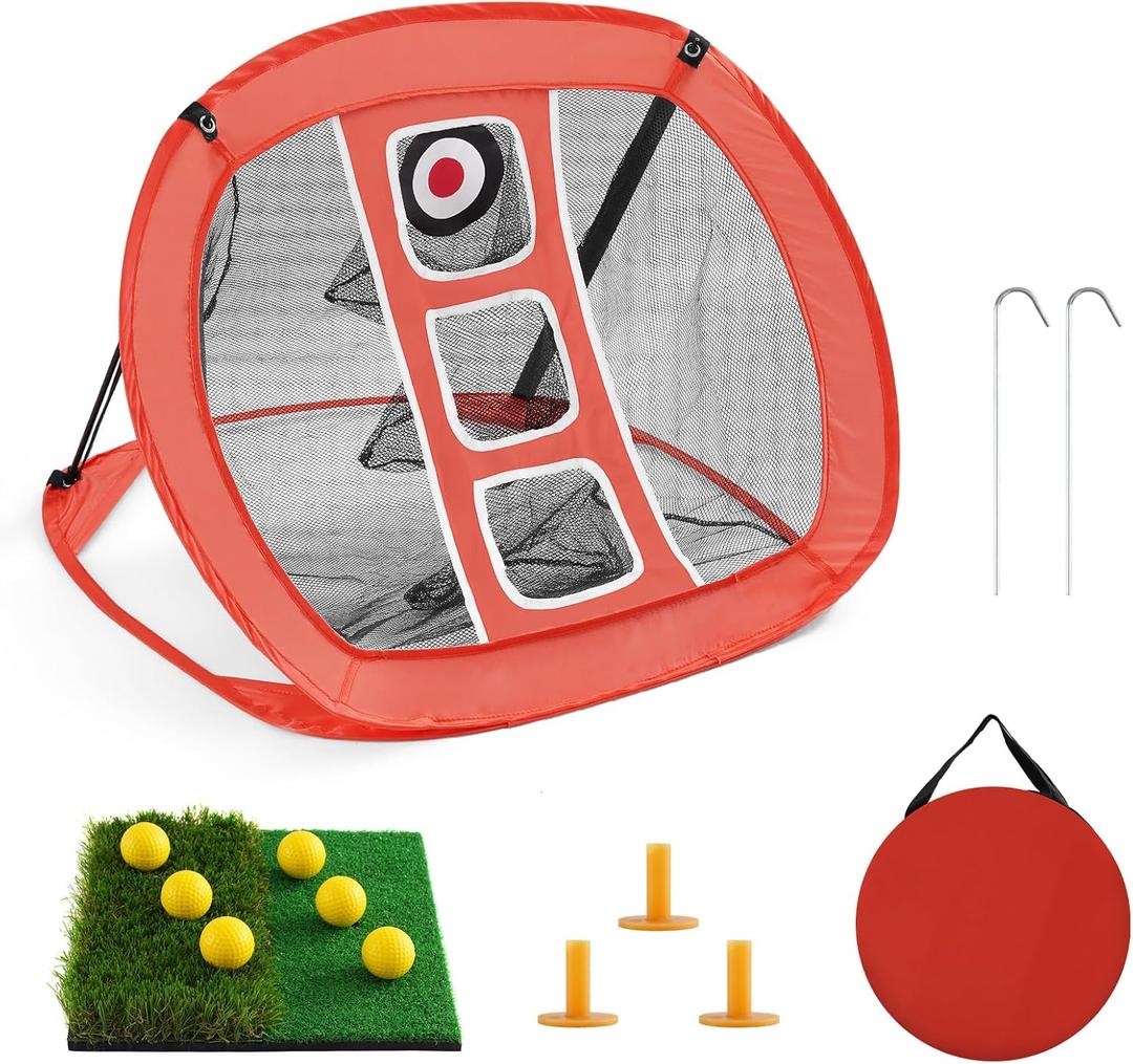 Cavevine Pop-up Golf Chipping Net, Portable Golf Net, Golf Net for Backyard,Golf Practice Net Target with Mat and Balls,Outdoor & Indoor Games for Chipping Accuracy & Swing Practice,Golfer Gift