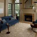 Loloi Chris Loves Julia Dorothea Collection DRT-02 Khaki/Dove 2'-6" x 9'-9" Runner Rug Wool Neutral Floral Living Room Bedroom Carpet