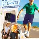 3 Pack Boy's Sweat Shorts 7" Drawstring Knee Baggy Athletic Wide Leg Bermuda Shorts for Casual Sports with Pockets