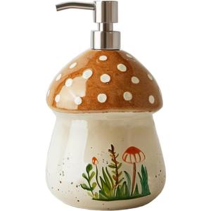 Colias Wing Retro Mushroom Soap Dispenser with Plastic Pump, Refillable Lotion Soap Bottle, Lotion Bottle, Hand Soap Dispenser, Home Decoration